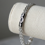 925 Silver Chain Bracelet with Black Enamel for Men
