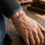 925_Silver_Chain_Bracelet_with_Black_Enamel_for_Men