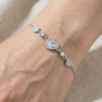 925 Silver Heart Bracelet with Diamond for Women